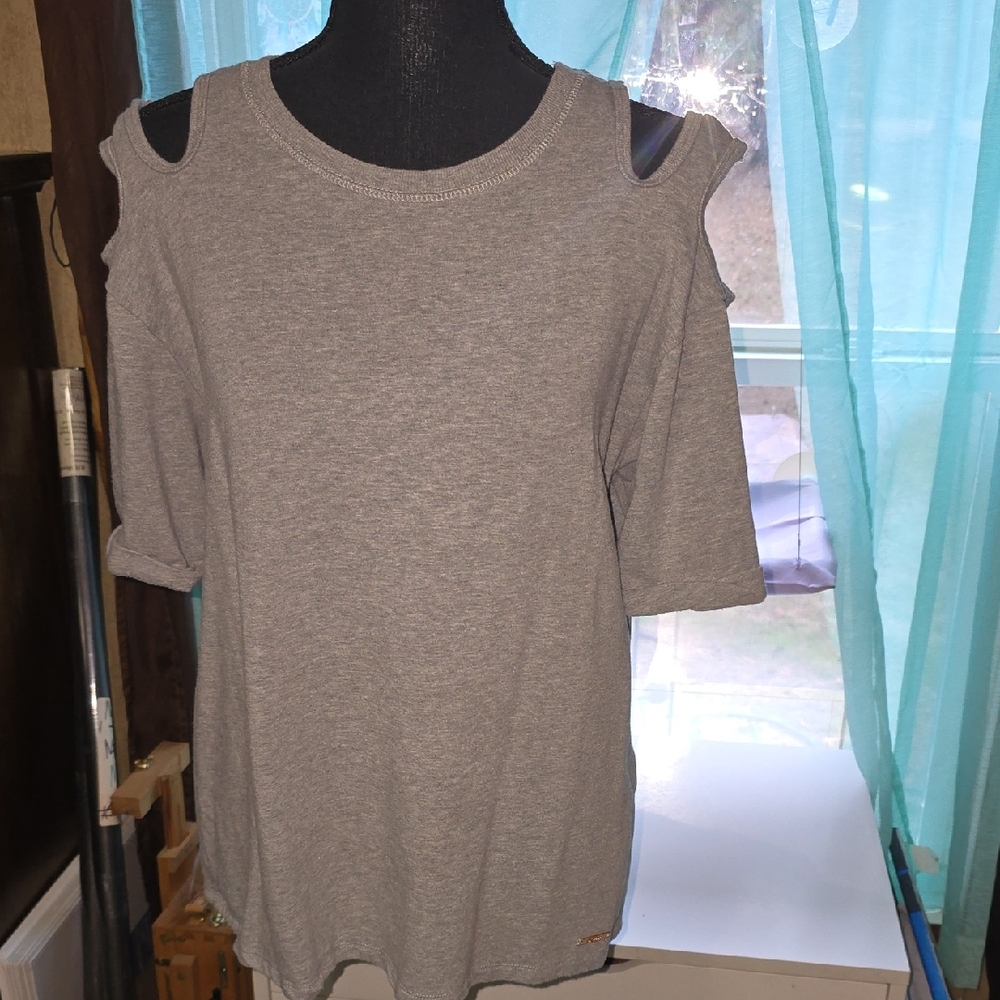 Gray Cold Shoulder Women's Top